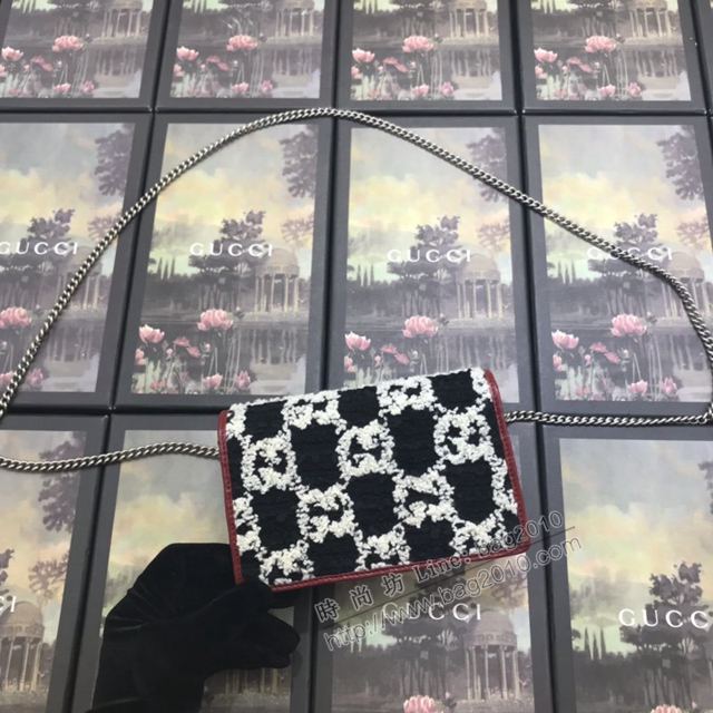 Gucci包 古馳女包 476432黑底花 Gucci超小型包 Gucci鏈條斜挎包 Gucci小手包  gudj1226